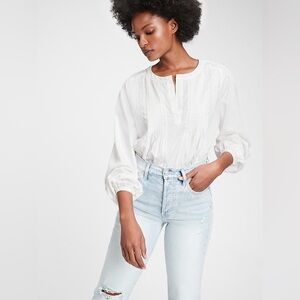 GAP XL Pintuck Popover Cotton Lace Top